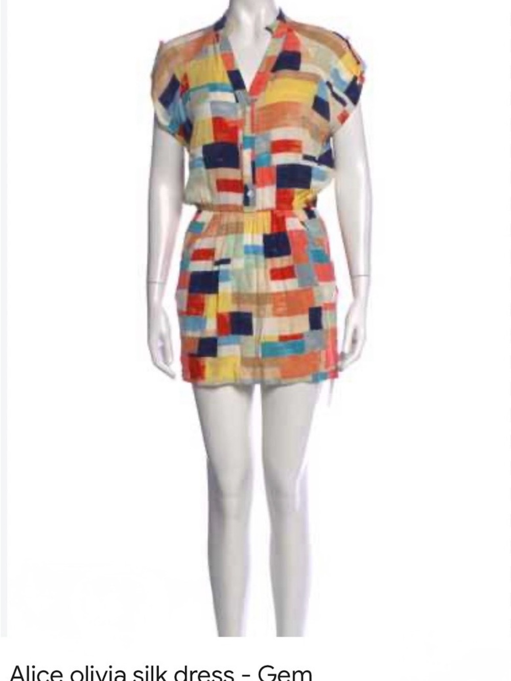 Alice + Olivia Silk Women’s Multicolor Geometric/Patchwork/Colorblock Mini Dress